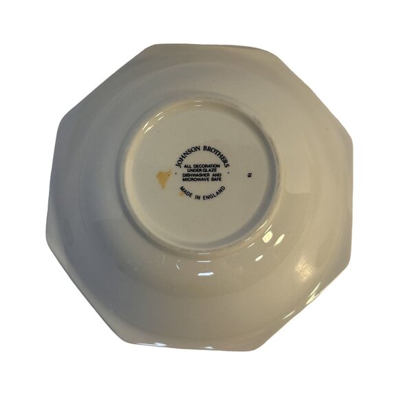 Johnson Brothers Madison Pattern 8-Sided Floral Design Set-2 Coupe Cereal Bowls - Picture 4 of 8